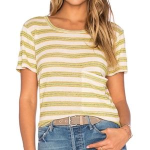 Current/Elliott Long Pocket Tee Wayfarer Stripe T-Shirt Top